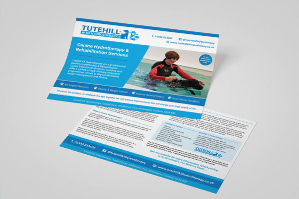 Tutehill K9 Hydrotherapy – Double Sided Leaflet Design